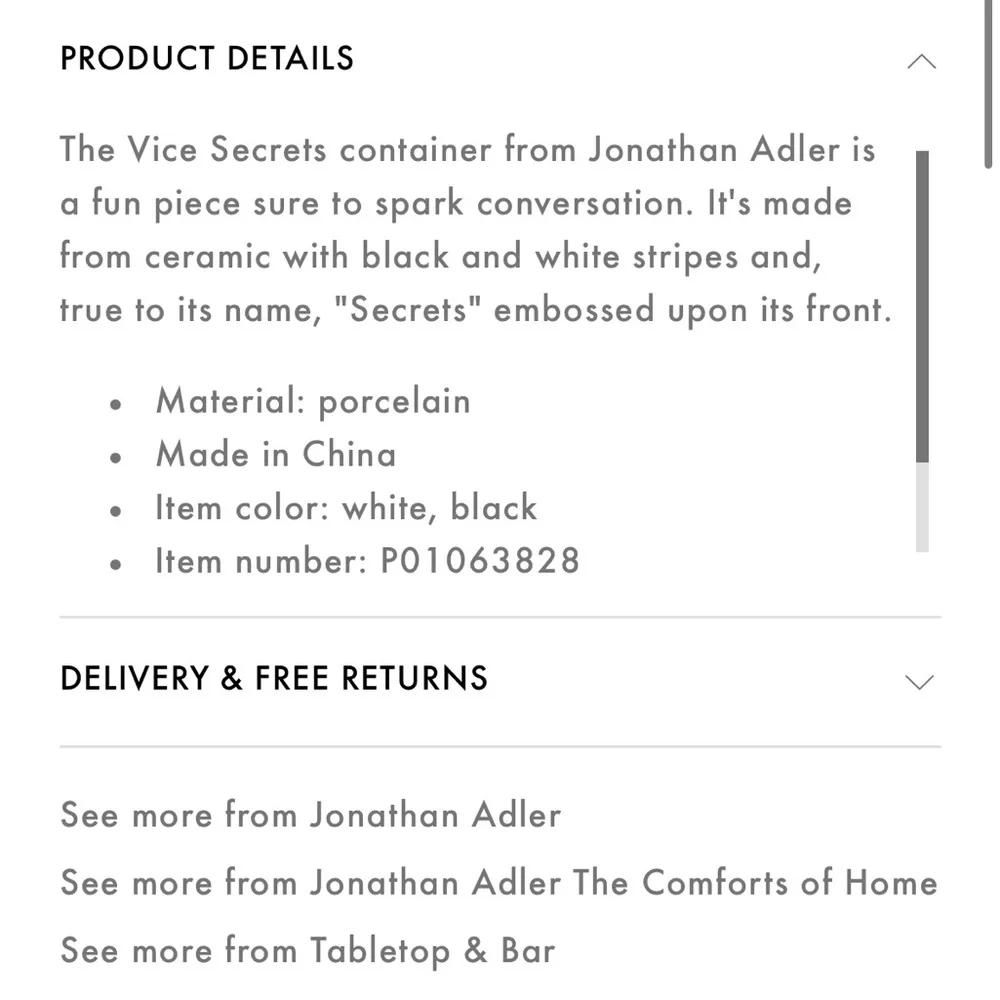 Jonathan Adler Vice Cannister - Secrets - Large